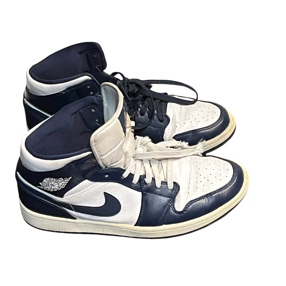 Air Jordan 1 Mid  - Obsidian White / Blue Mens Size 10.5